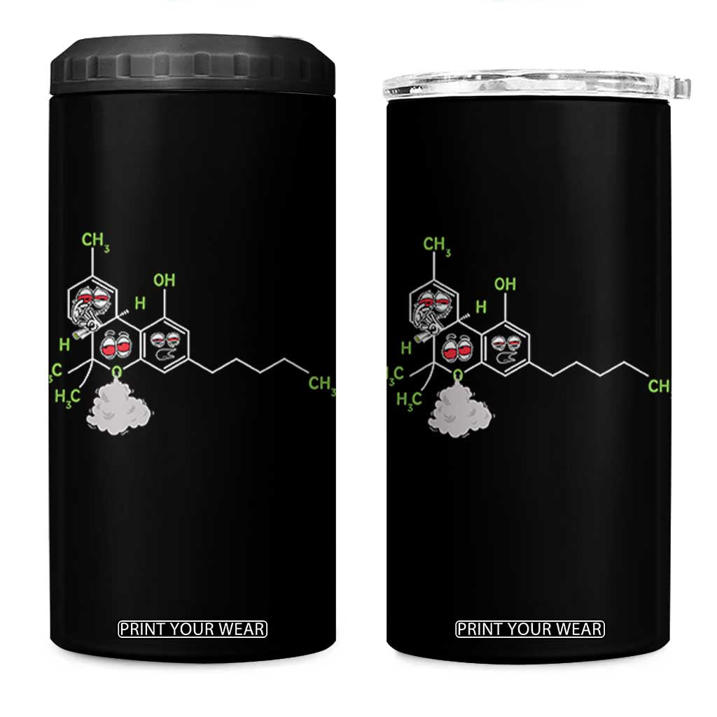 Cannabis Weed 4 in 1 Can Cooler Tumbler Molecule THC Marijuana Stoner TS11 One Size: 16 oz Black Print Your Wear