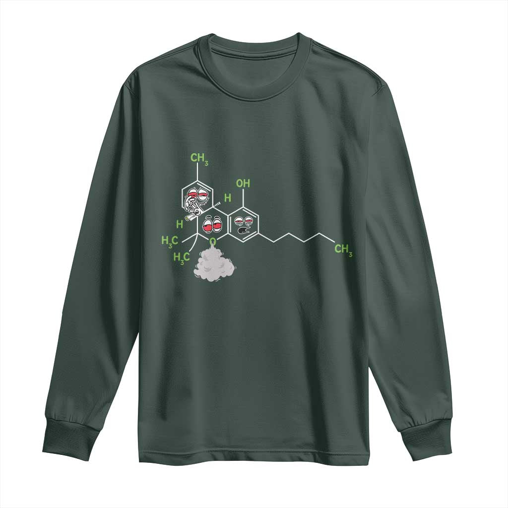 Cannabis Weed Long Sleeve Shirt Molecule THC Marijuana Stoner TS11 Dark Forest Green Print Your Wear