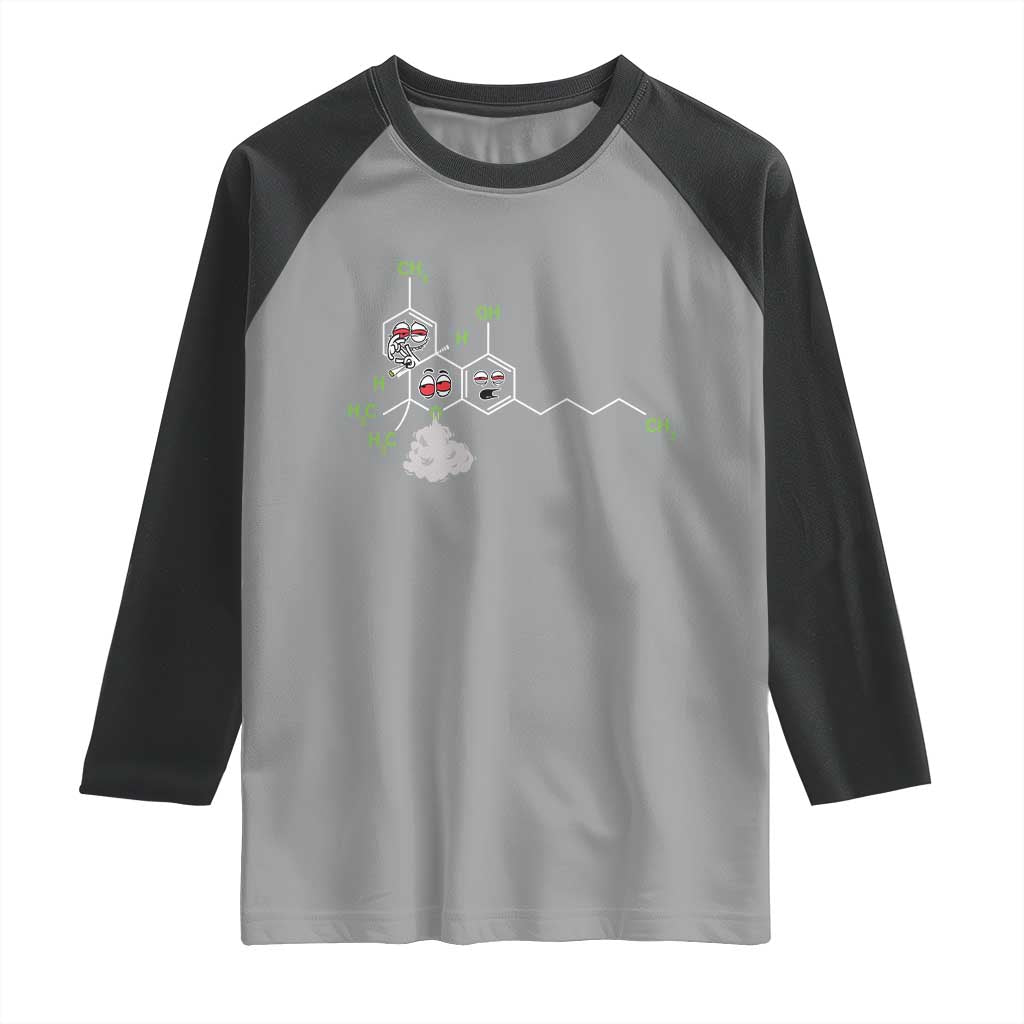 Cannabis Weed Raglan Shirt Molecule THC Marijuana Stoner TS11 Sport Gray Black Print Your Wear