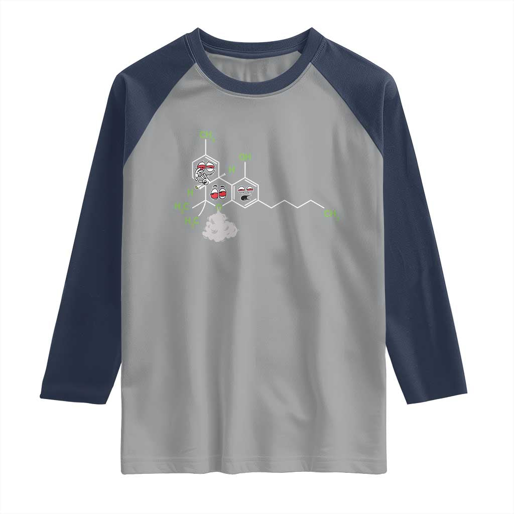 Cannabis Weed Raglan Shirt Molecule THC Marijuana Stoner TS11 Sport Gray Navy Print Your Wear