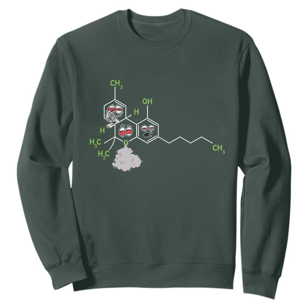 Cannabis Weed Sweatshirt Molecule THC Marijuana Stoner TS11 Dark Forest Green Print Your Wear