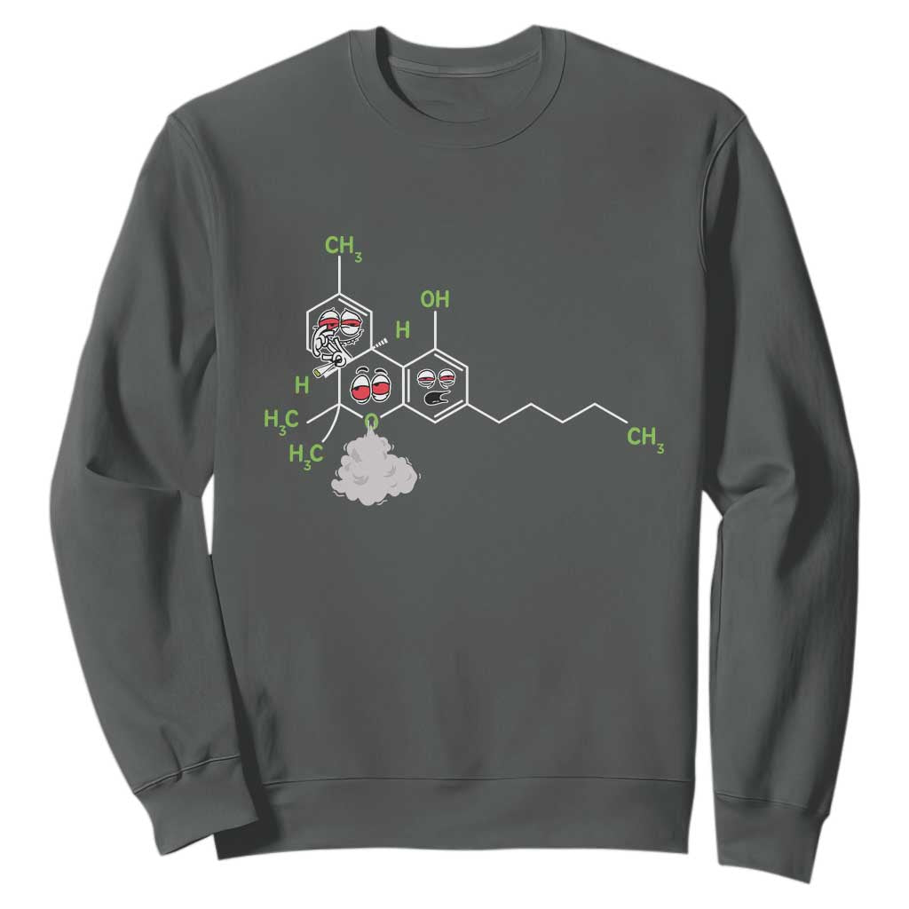 Cannabis Weed Sweatshirt Molecule THC Marijuana Stoner TS11 Dark Heather Print Your Wear