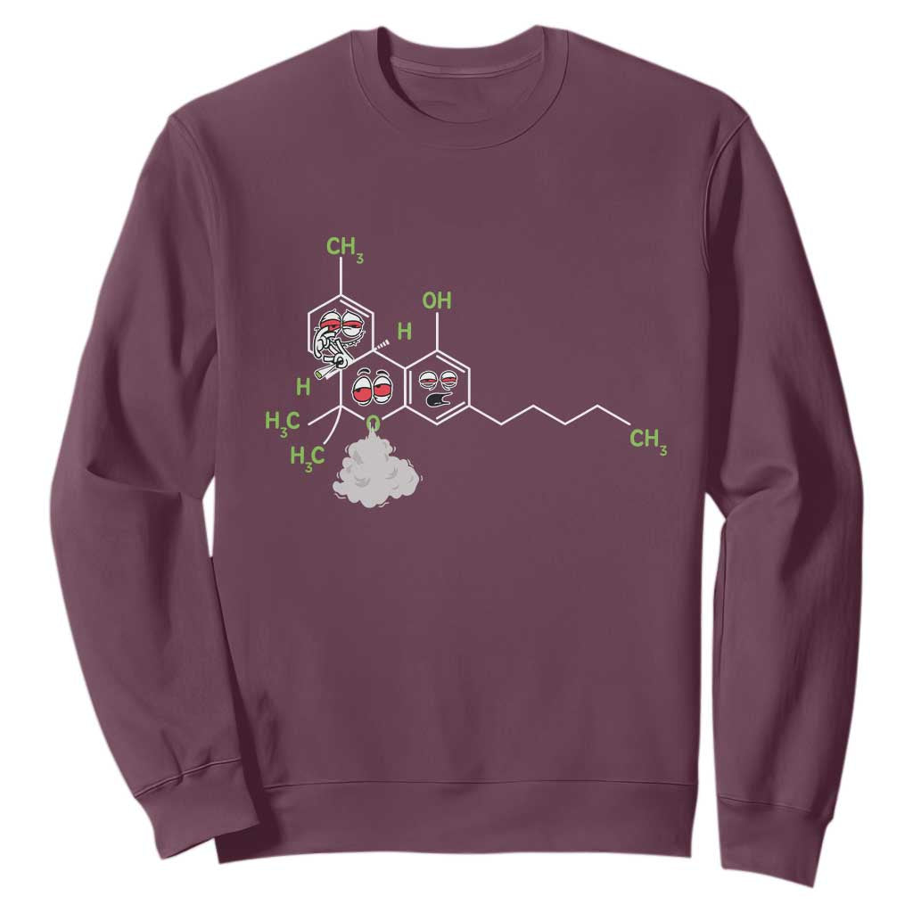 Cannabis Weed Sweatshirt Molecule THC Marijuana Stoner TS11 Maroon Print Your Wear