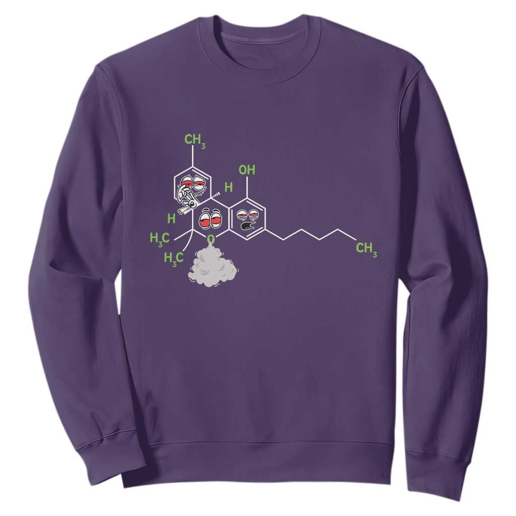 Cannabis Weed Sweatshirt Molecule THC Marijuana Stoner TS11 Purple Print Your Wear