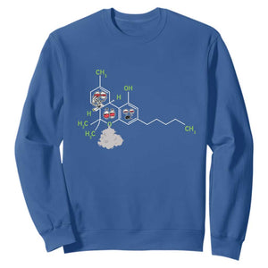 Cannabis Weed Sweatshirt Molecule THC Marijuana Stoner TS11 Royal Blue Print Your Wear