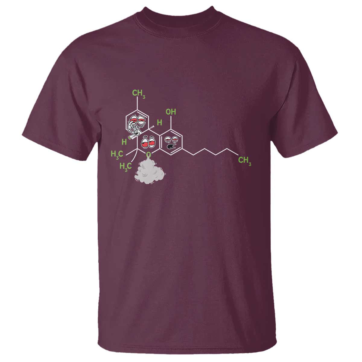Cannabis Weed T Shirt Molecule THC Marijuana Stoner TS11 Maroon Print Your Wear