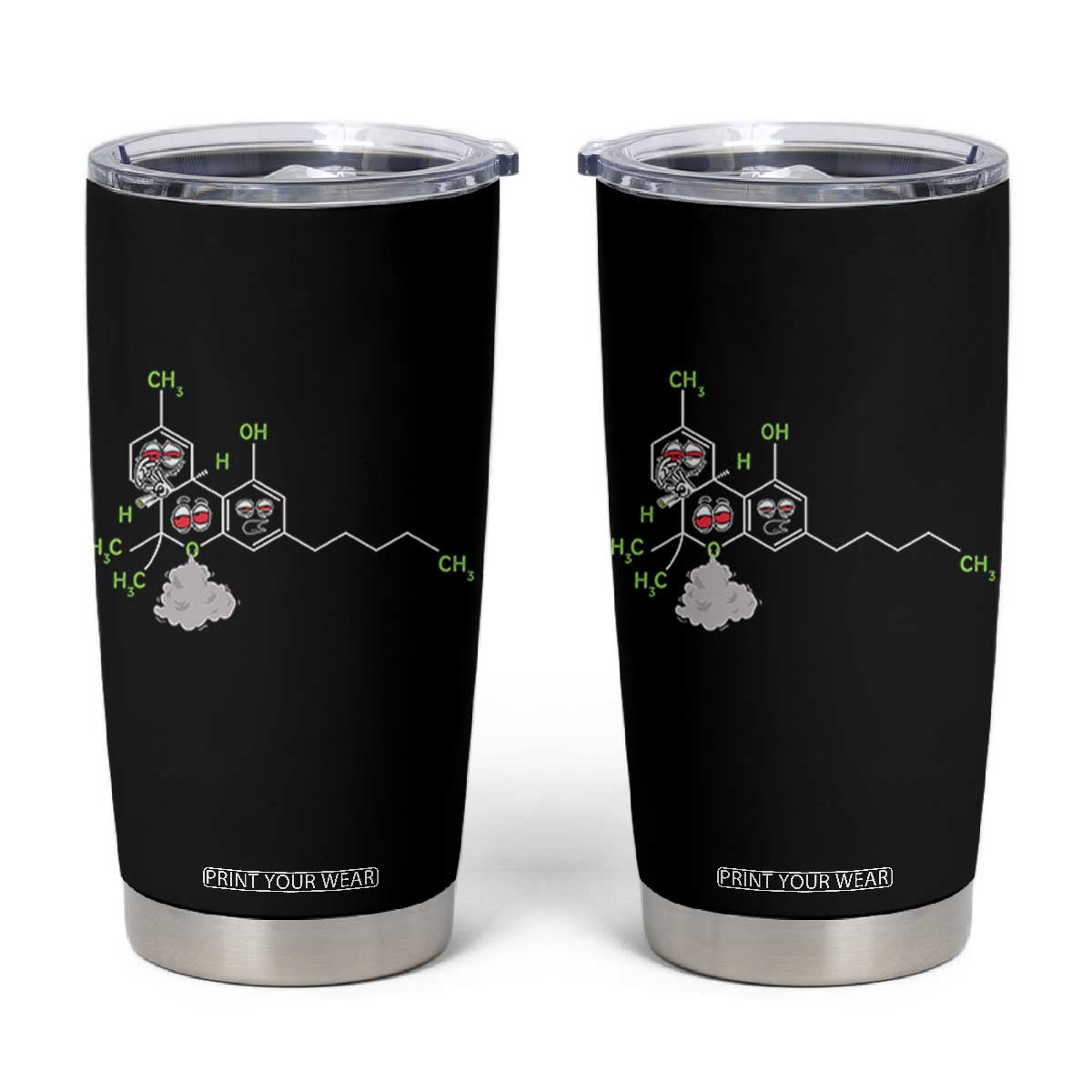 Cannabis Weed Tumbler Cup Molecule THC Marijuana Stoner TS11 Black Print Your Wear