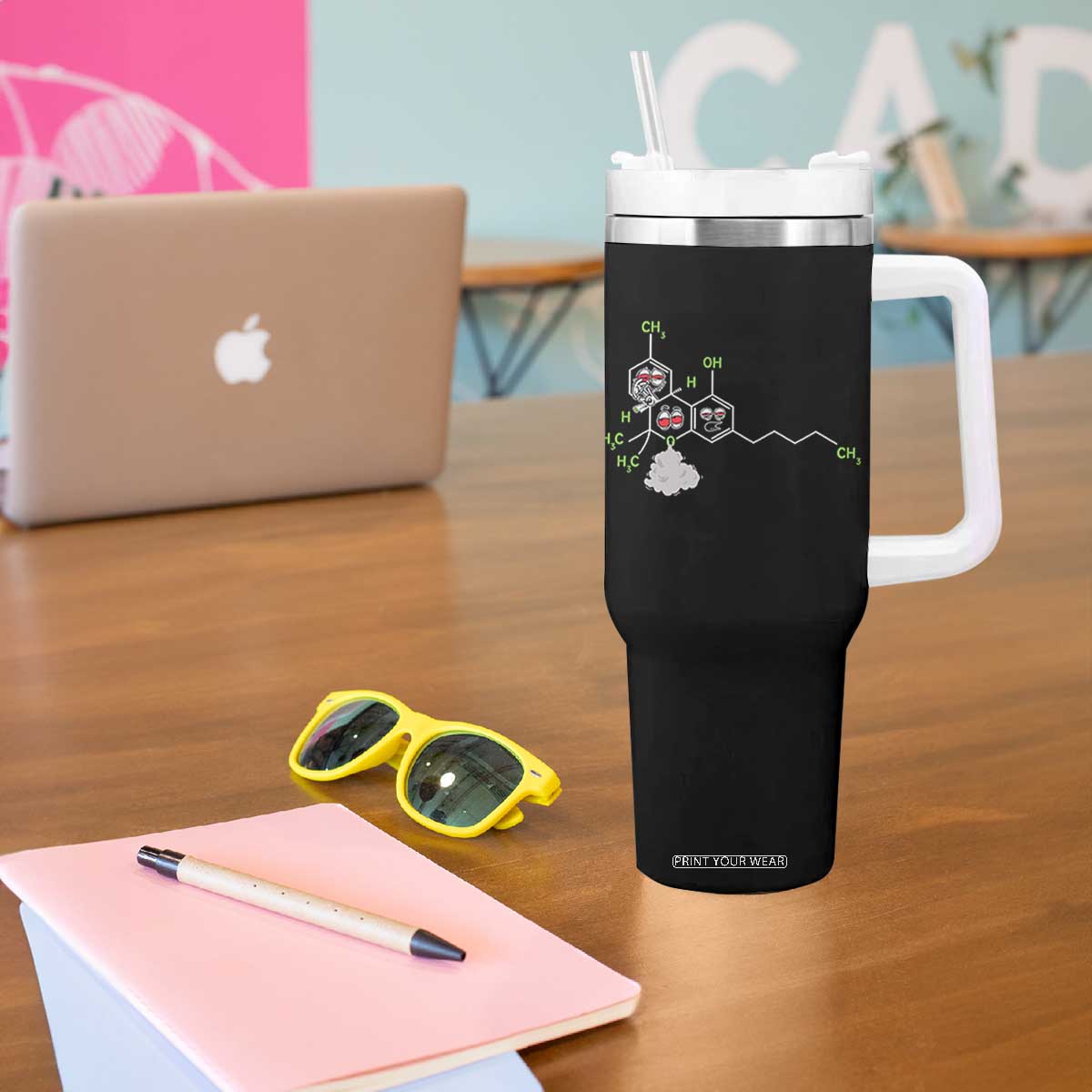 Cannabis Weed Tumbler With Handle Molecule THC Marijuana Stoner TS11 Print Your Wear
