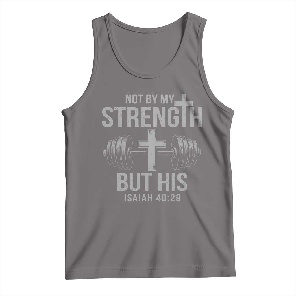 Not By My Strength But His Tank Top Christian Workout Gym Bible Verse TS11 Deep Heather Print Your Wear
