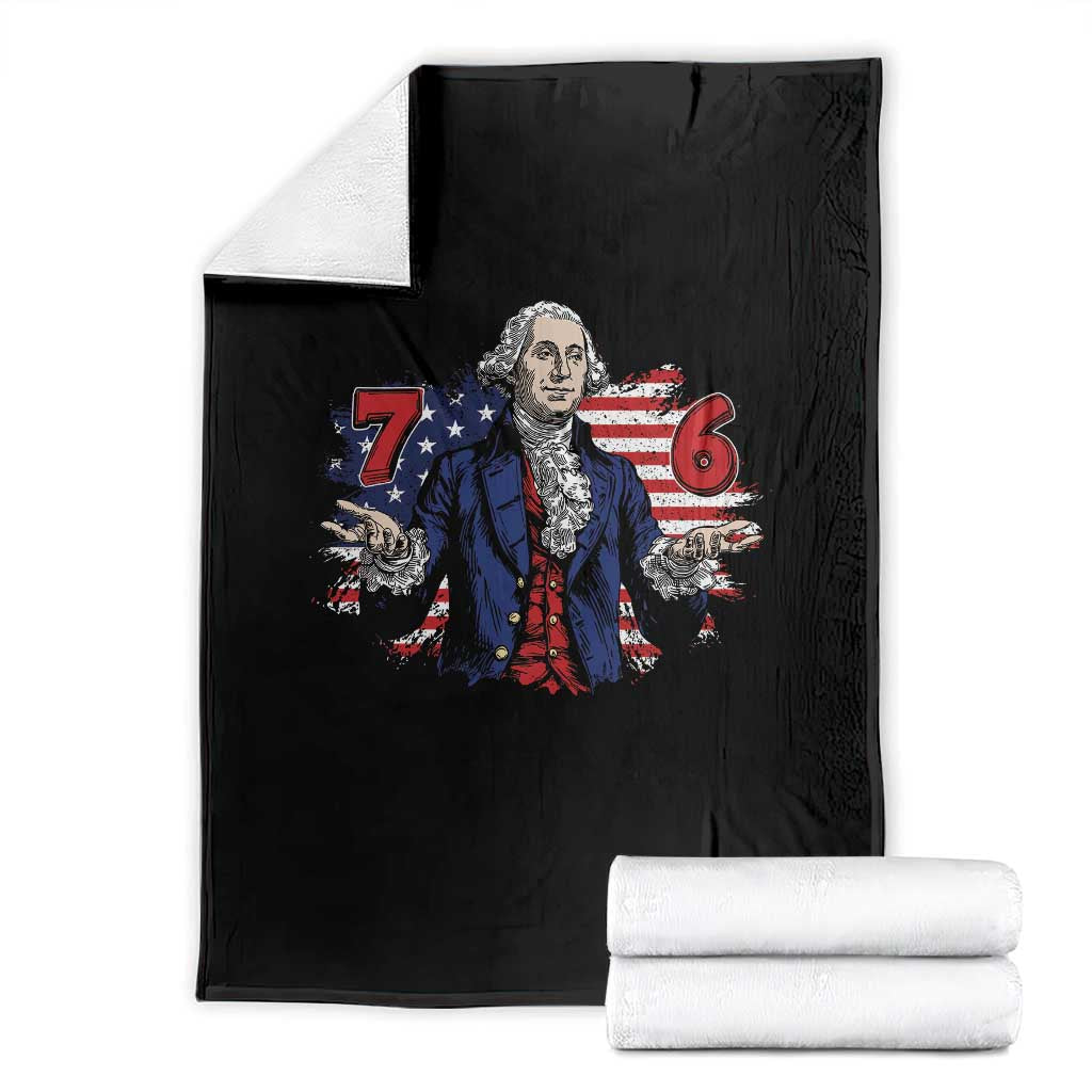 Funny George Washington 67 Throw Blanket Six Seven Meme Gen Alpha Slang TS11 Black Print Your Wear
