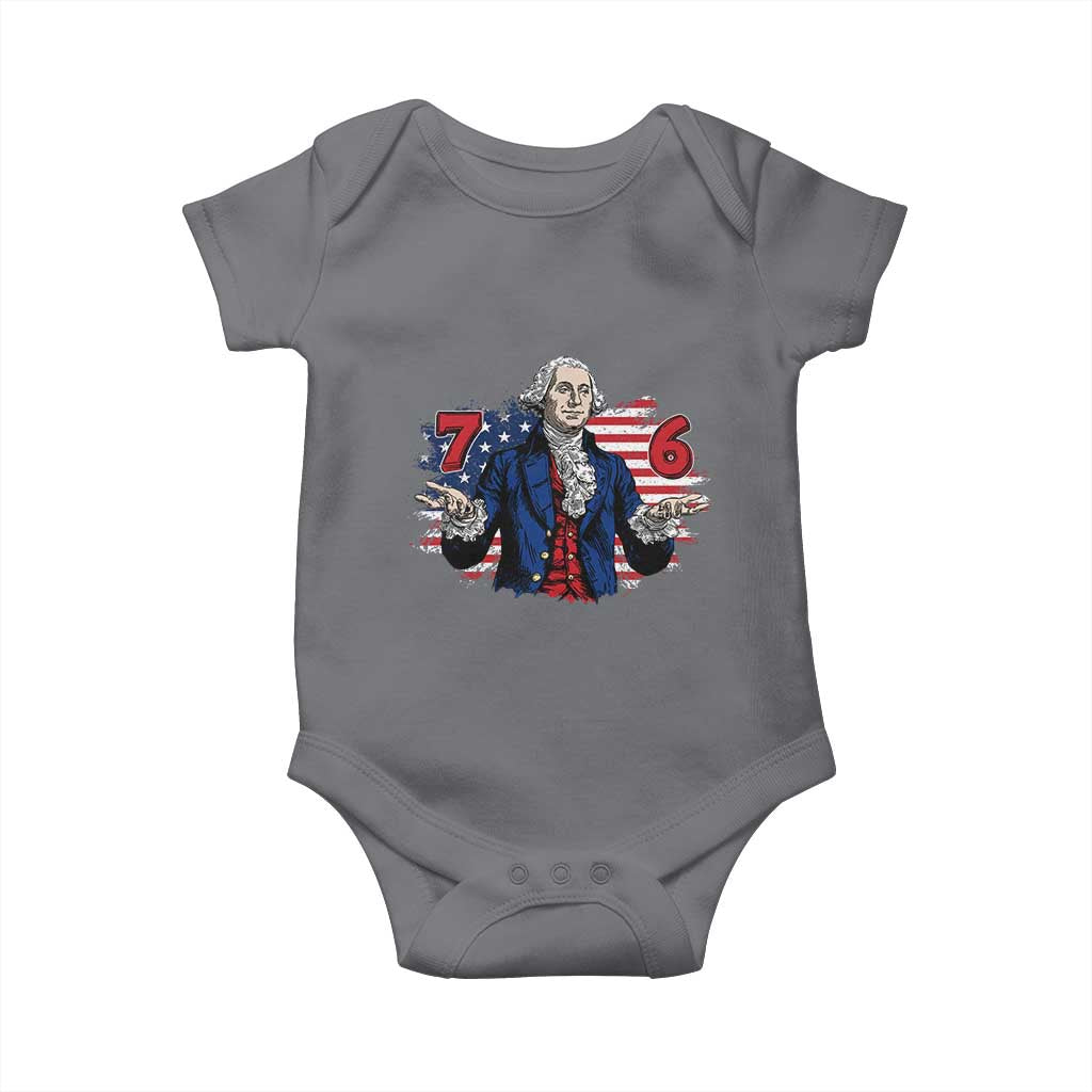Funny George Washington 67 Baby Onesie Six Seven Meme Gen Alpha Slang TS11 Charcoal Print Your Wear