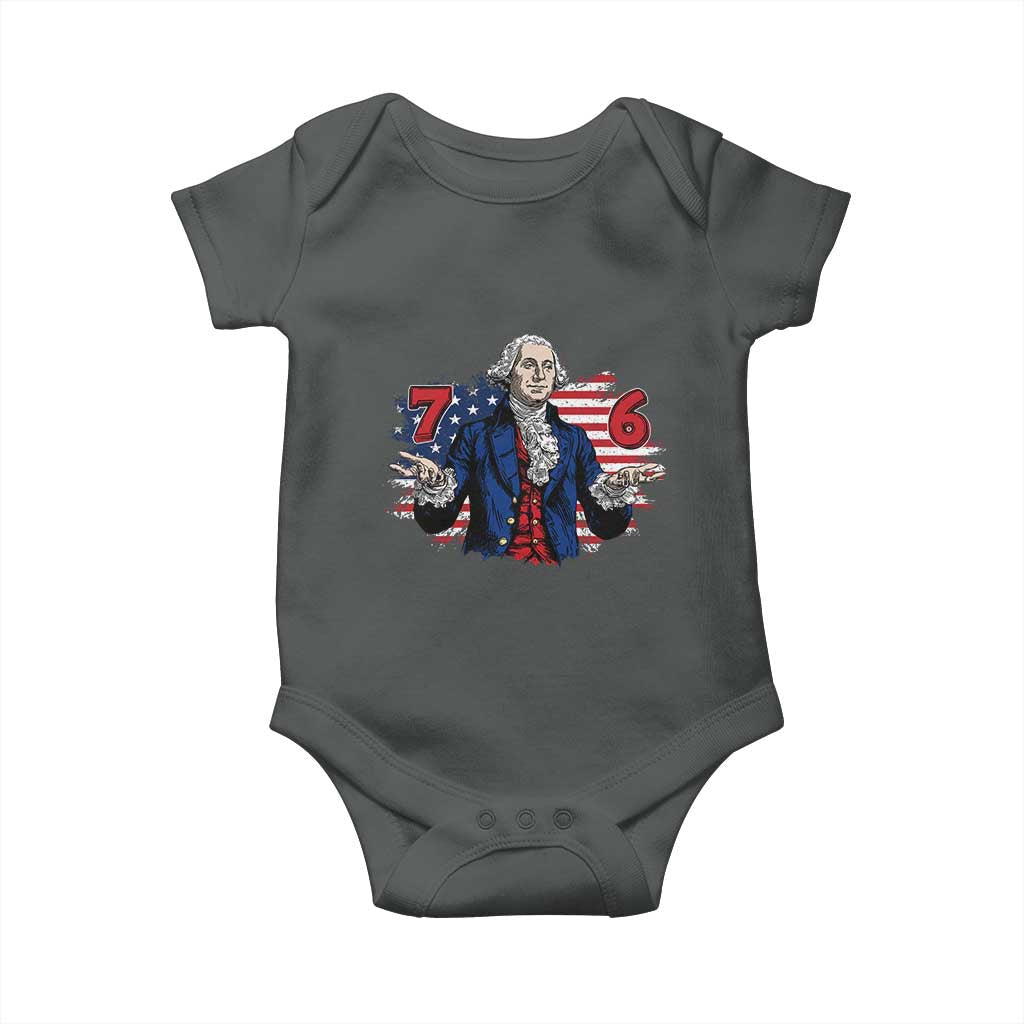 Funny George Washington 67 Baby Onesie Six Seven Meme Gen Alpha Slang TS11 Dark Heather Print Your Wear