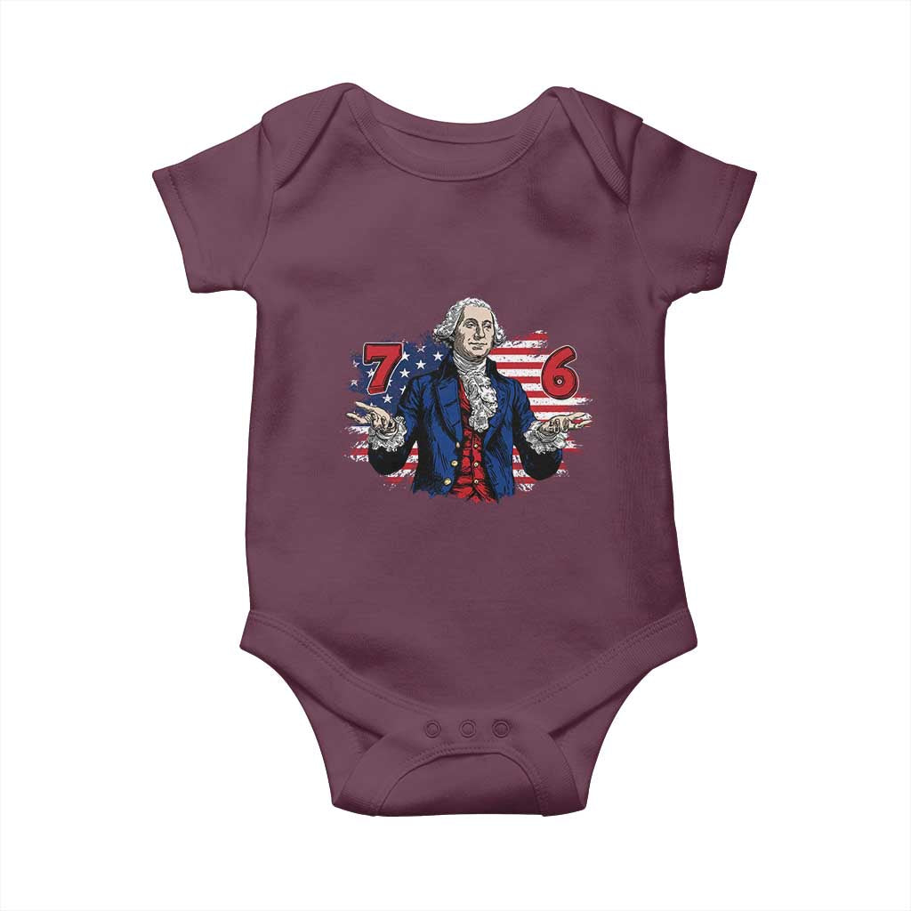 Funny George Washington 67 Baby Onesie Six Seven Meme Gen Alpha Slang TS11 Maroon Print Your Wear
