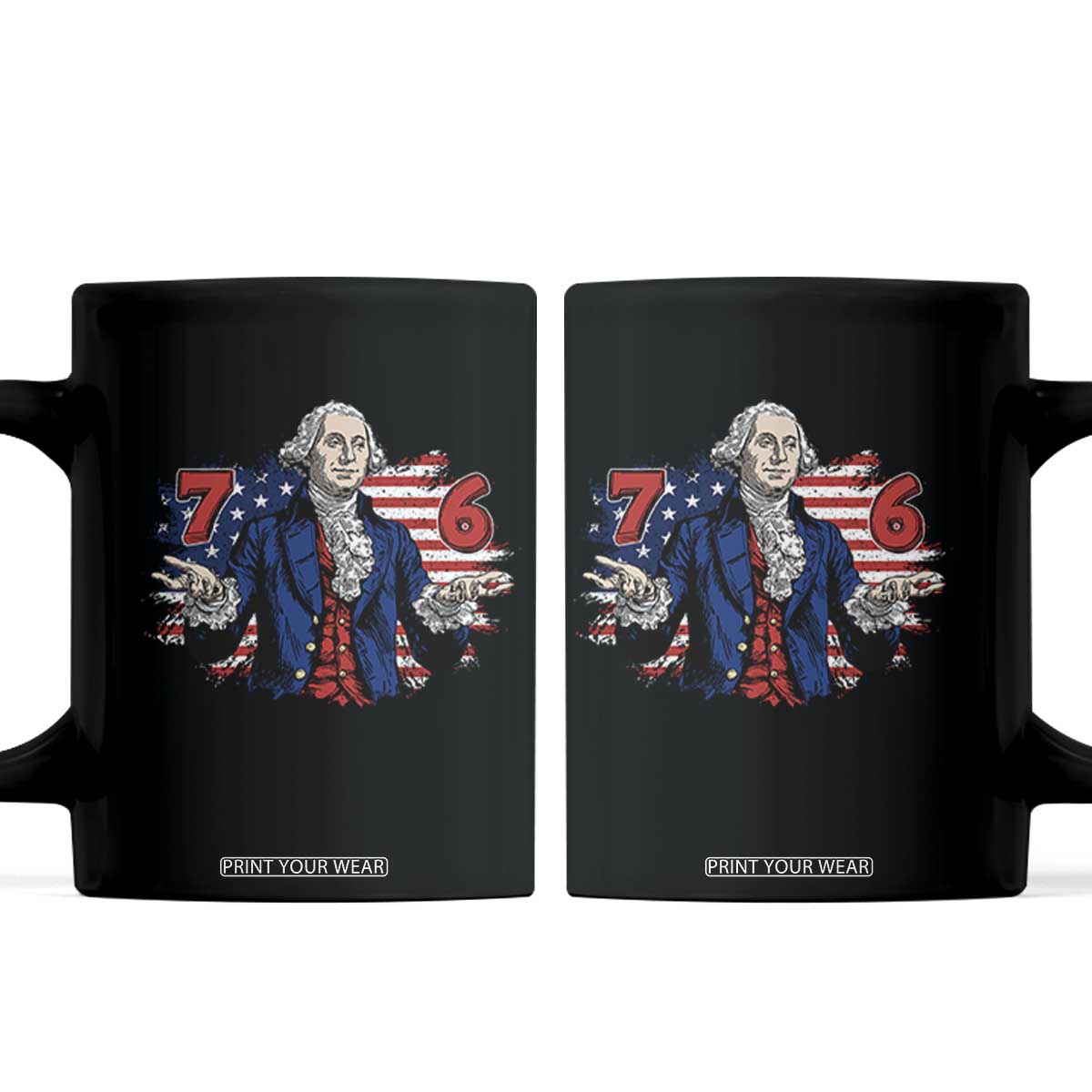 Funny George Washington 67 Coffee Mug Six Seven Meme Gen Alpha Slang TS11 Black Print Your Wear