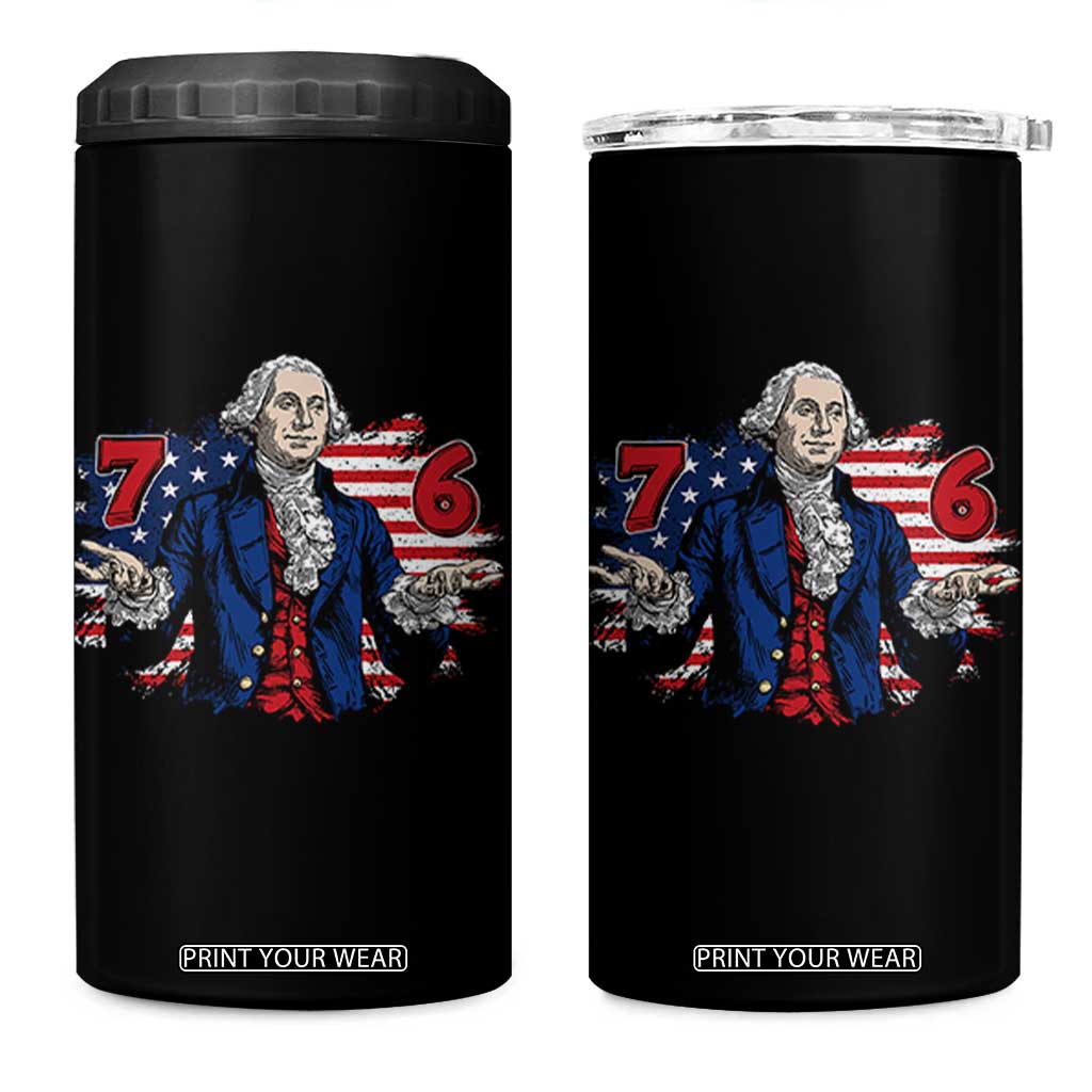 Funny George Washington 67 4 in 1 Can Cooler Tumbler Six Seven Meme Gen Alpha Slang TS11 One Size: 16 oz Black Print Your Wear