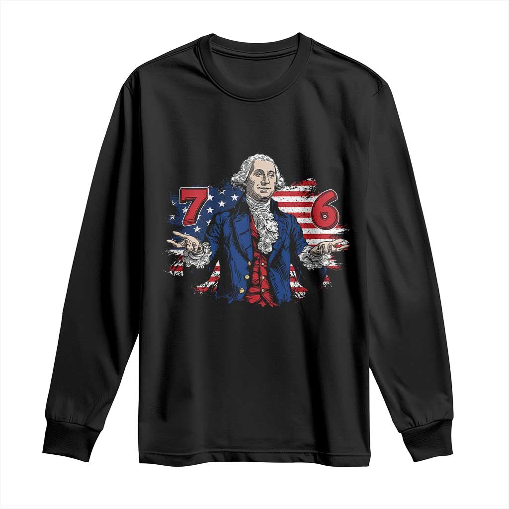 Funny George Washington 67 Long Sleeve Shirt Six Seven Meme Gen Alpha Slang TS11 Black Print Your Wear