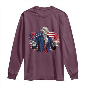 Funny George Washington 67 Long Sleeve Shirt Six Seven Meme Gen Alpha Slang TS11 Maroon Print Your Wear