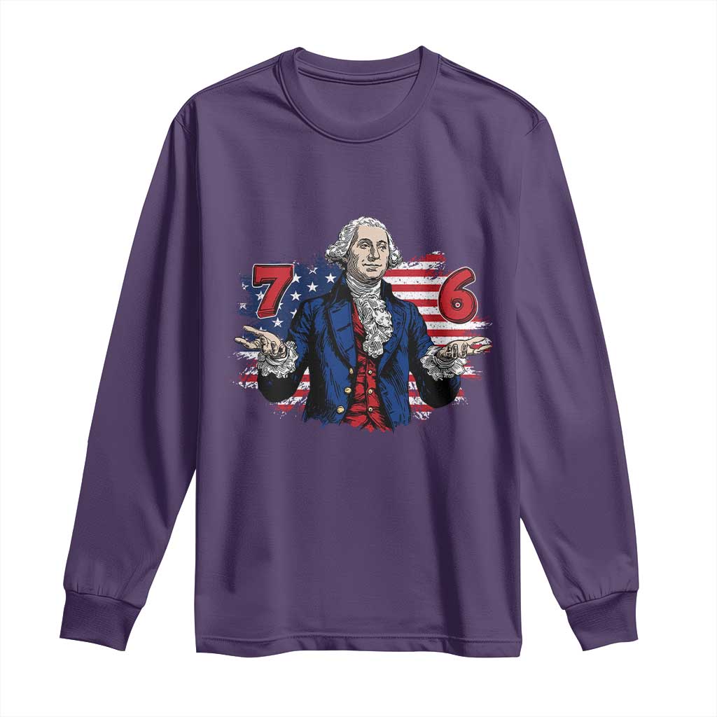 Funny George Washington 67 Long Sleeve Shirt Six Seven Meme Gen Alpha Slang TS11 Purple Print Your Wear