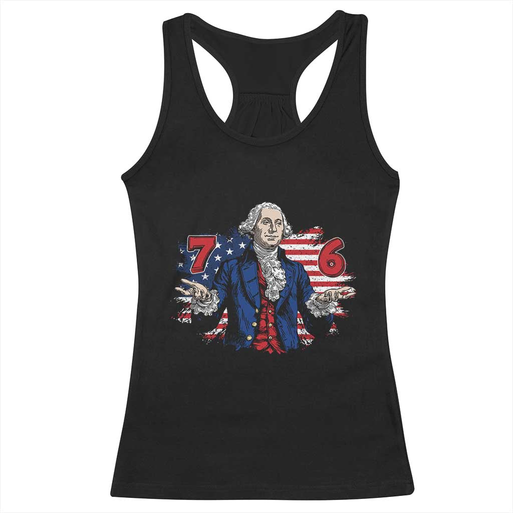 Funny George Washington 67 Racerback Tank Top Six Seven Meme Gen Alpha Slang TS11 Black Print Your Wear