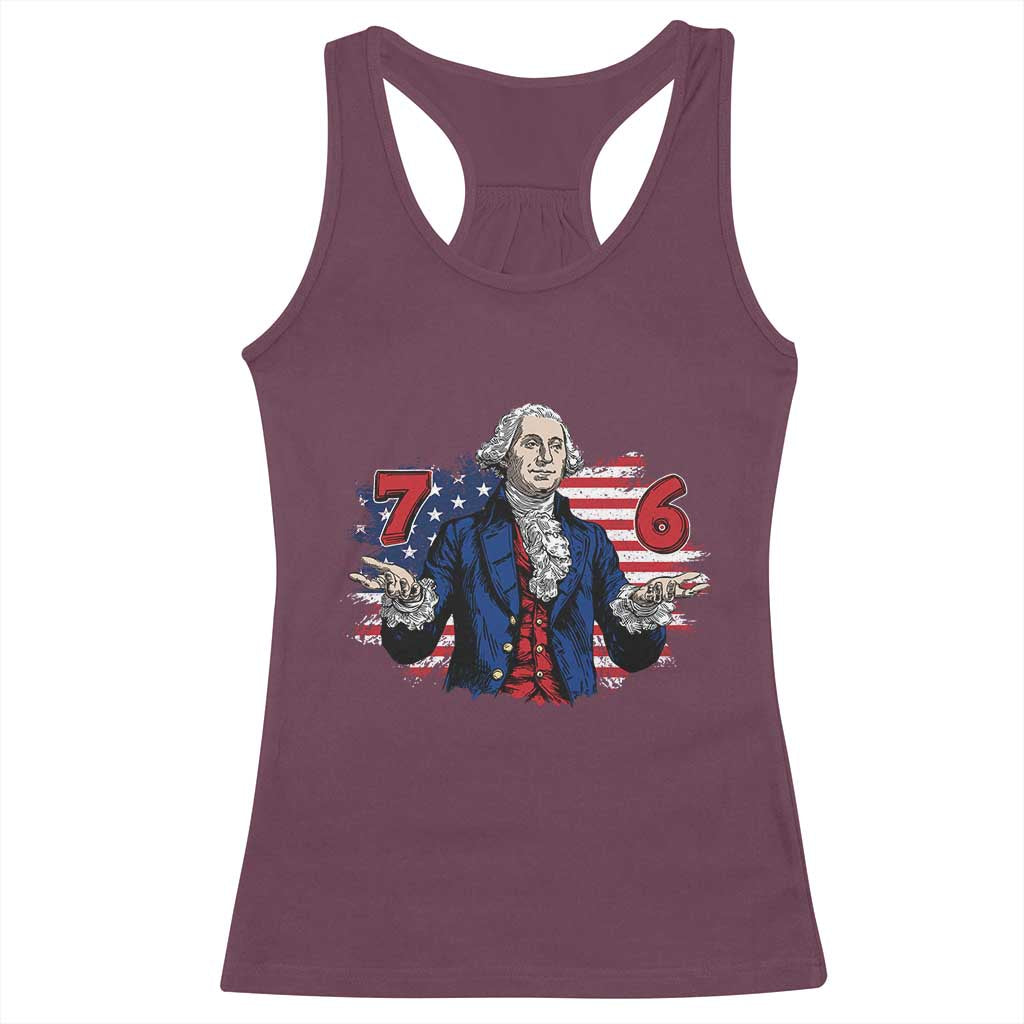 Funny George Washington 67 Racerback Tank Top Six Seven Meme Gen Alpha Slang TS11 Maroon Print Your Wear