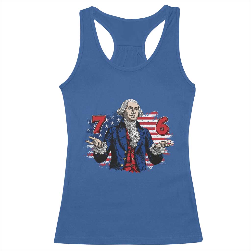 Funny George Washington 67 Racerback Tank Top Six Seven Meme Gen Alpha Slang TS11 Royal Blue Print Your Wear