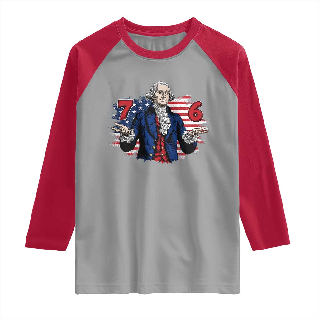Funny George Washington 67 Raglan Shirt Six Seven Meme Gen Alpha Slang TS11 Sport Gray Red Print Your Wear