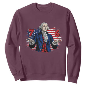 Funny George Washington 67 Sweatshirt Six Seven Meme Gen Alpha Slang TS11 Maroon Print Your Wear