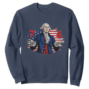 Funny George Washington 67 Sweatshirt Six Seven Meme Gen Alpha Slang TS11 Navy Print Your Wear
