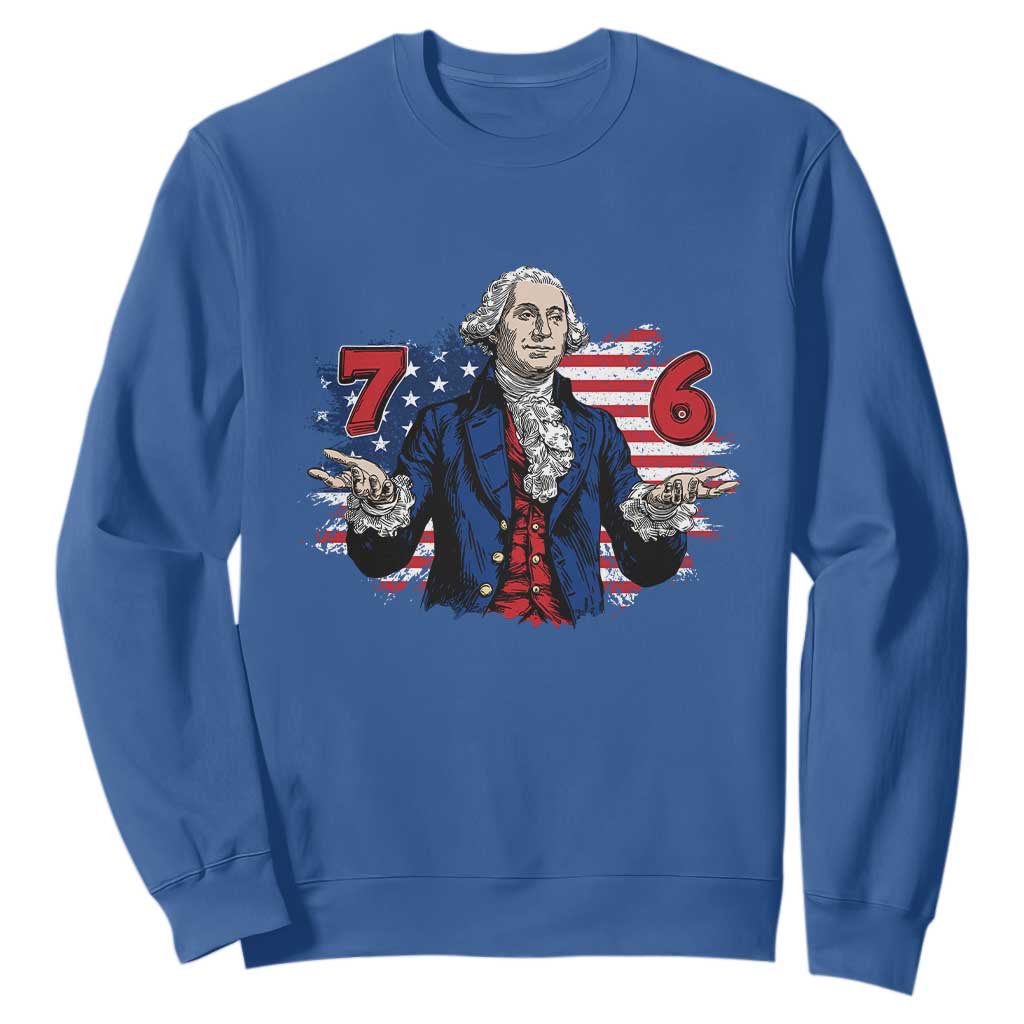 Funny George Washington 67 Sweatshirt Six Seven Meme Gen Alpha Slang TS11 Royal Blue Print Your Wear