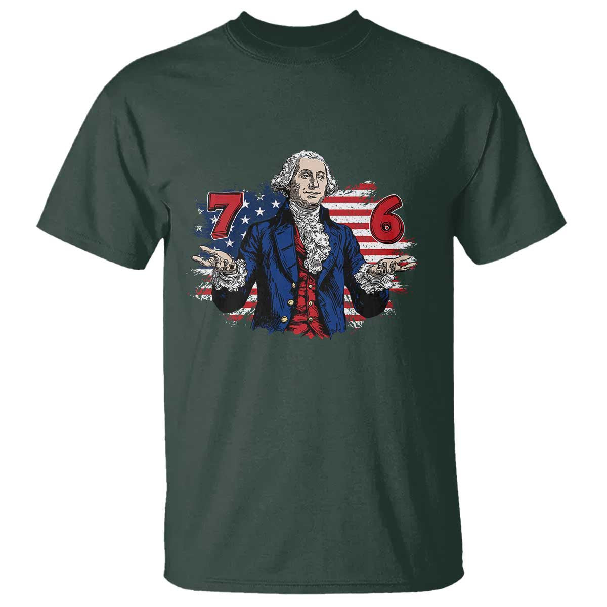 Funny George Washington 67 T Shirt Six Seven Meme Gen Alpha Slang TS11 Dark Forest Green Print Your Wear