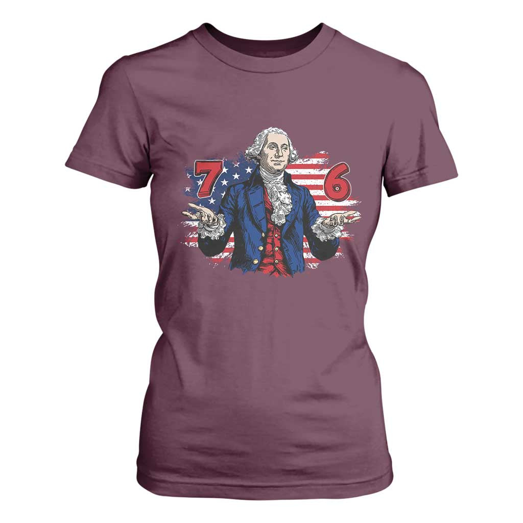 Funny George Washington 67 T Shirt For Women Six Seven Meme Gen Alpha Slang TS11 Maroon Print Your Wear