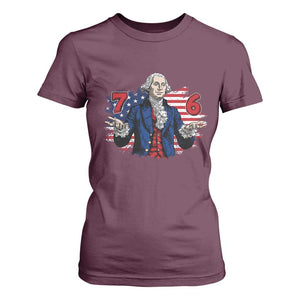 Funny George Washington 67 T Shirt For Women Six Seven Meme Gen Alpha Slang TS11 Maroon Print Your Wear