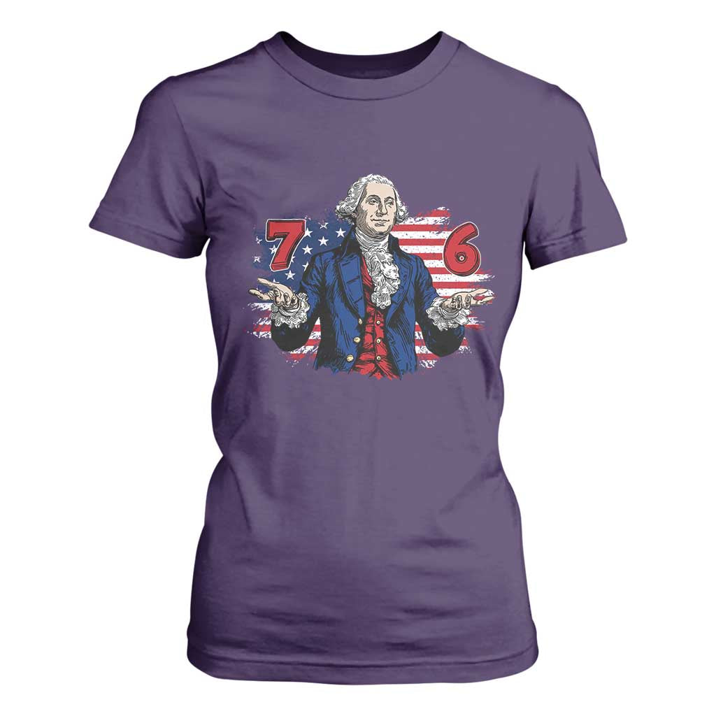 Funny George Washington 67 T Shirt For Women Six Seven Meme Gen Alpha Slang TS11 Purple Print Your Wear