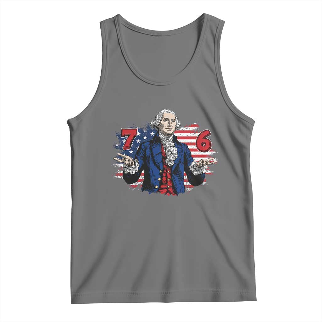Funny George Washington 67 Tank Top Six Seven Meme Gen Alpha Slang TS11 Black Heather Print Your Wear
