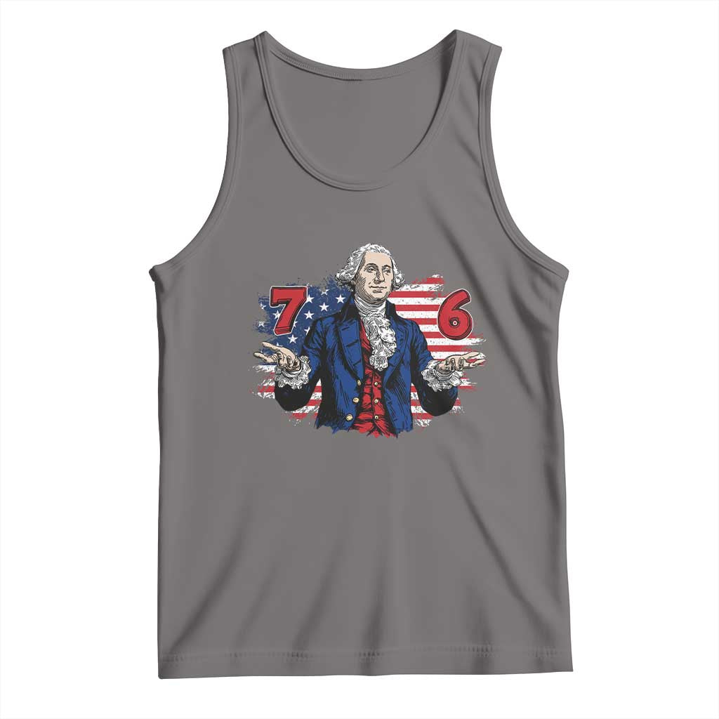 Funny George Washington 67 Tank Top Six Seven Meme Gen Alpha Slang TS11 Deep Heather Print Your Wear