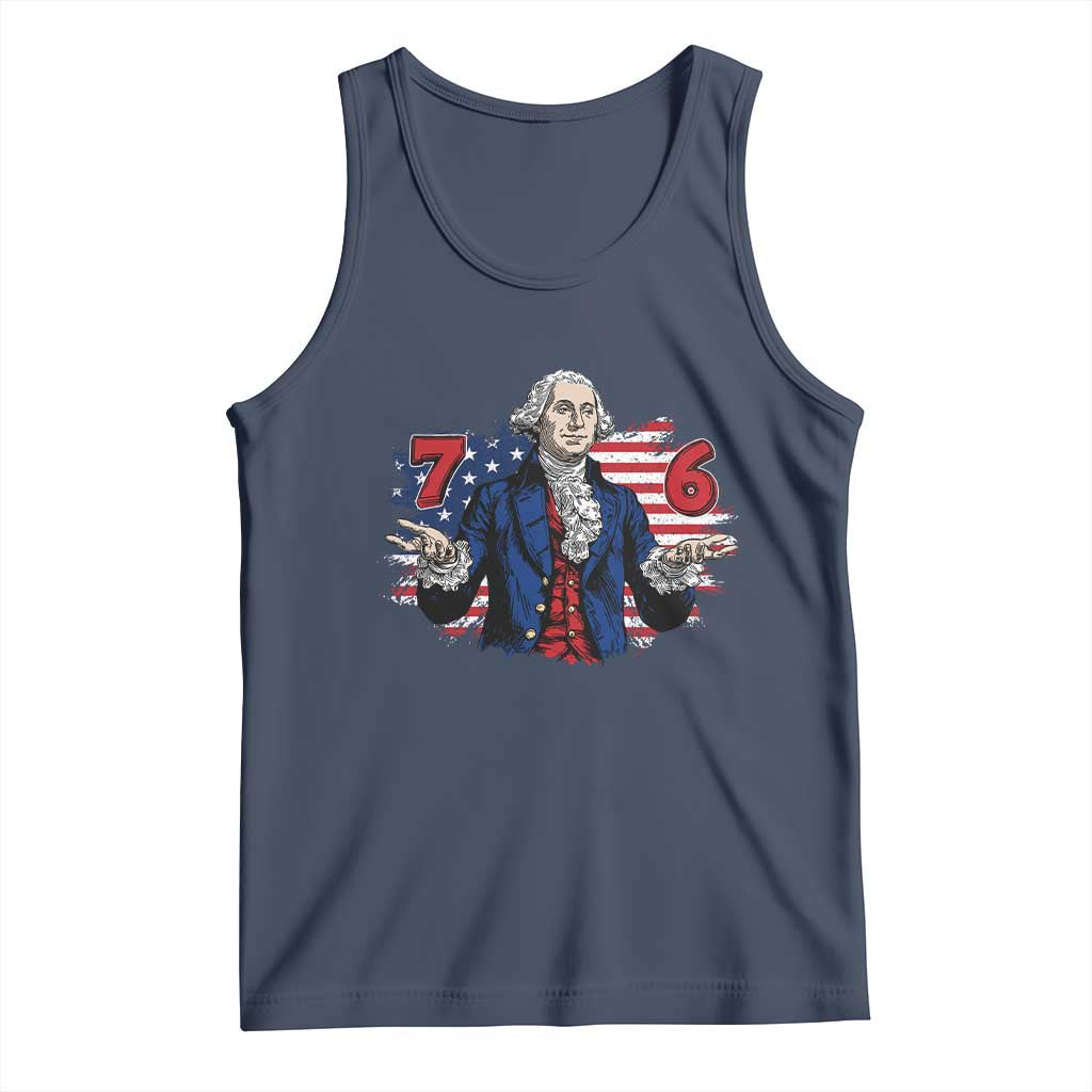 Funny George Washington 67 Tank Top Six Seven Meme Gen Alpha Slang TS11 Navy Print Your Wear