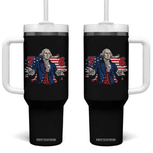 Funny George Washington 67 Tumbler With Handle Six Seven Meme Gen Alpha Slang TS11 One Size: 40 oz Black Print Your Wear