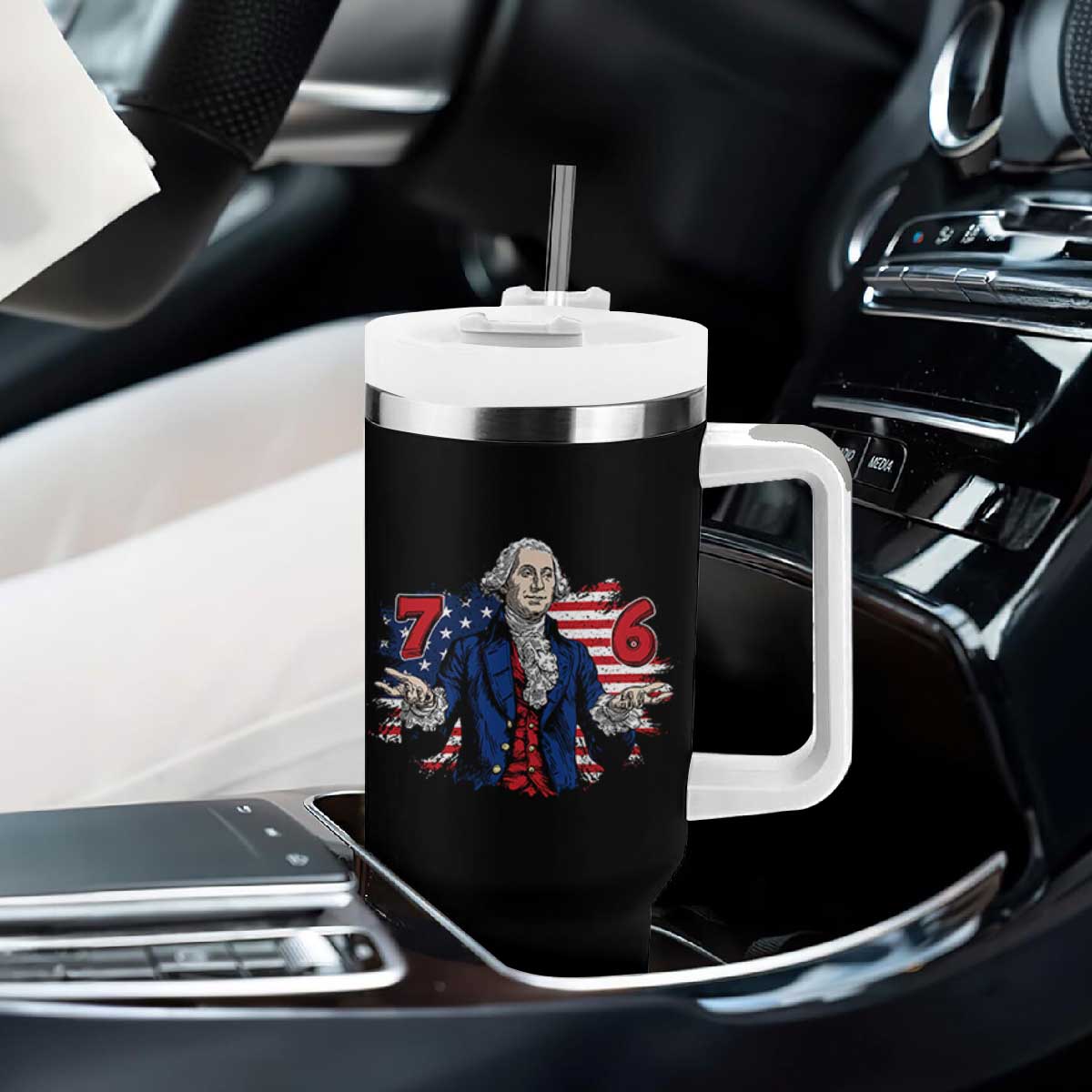 Funny George Washington 67 Tumbler With Handle Six Seven Meme Gen Alpha Slang TS11 Print Your Wear
