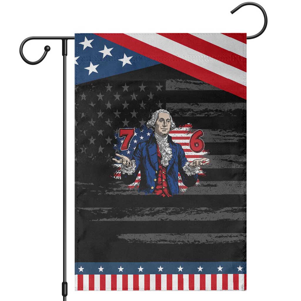 Funny George Washington 67 Patriotic Garden Flag Six Seven Meme Gen Alpha Slang TS11 Distressed Black Blue Print Your Wear