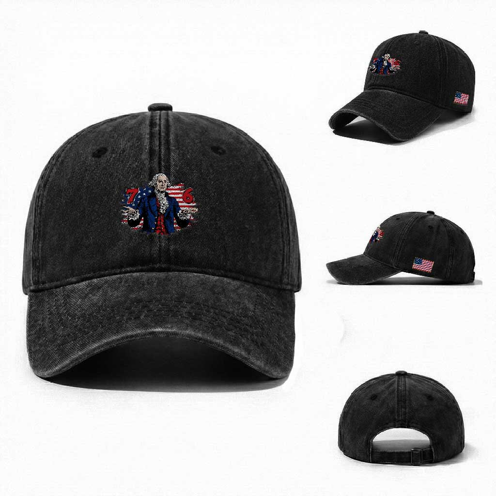 Funny George Washington 67 Washed Cotton Baseball Cap Six Seven Meme Gen Alpha Slang