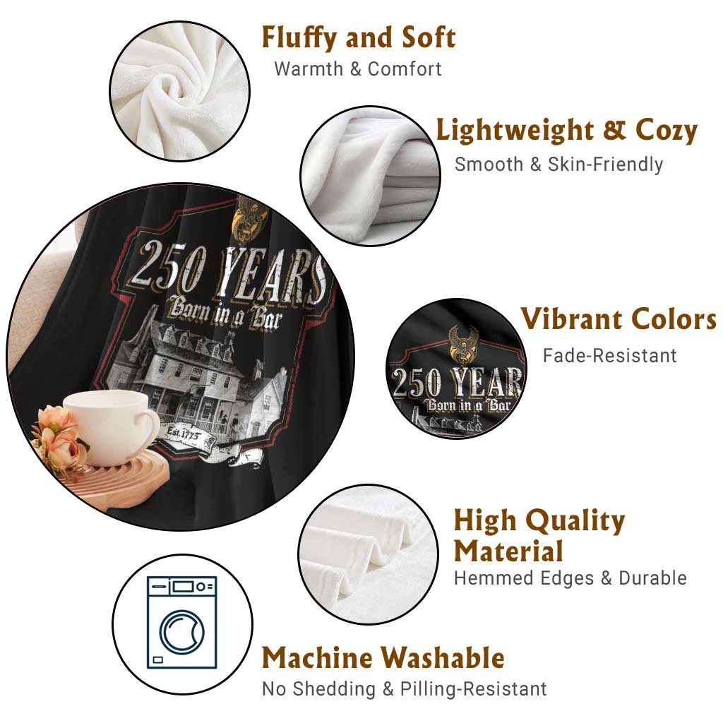 250 Years Born In A Bar Throw Blanket 250th Birthday Military TS11 Print Your Wear