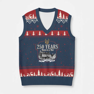 250 Years Born In A Bar V-Neck Knit Sweater Vest 250th Birthday Military TS11 Navy Red Print Your Wear