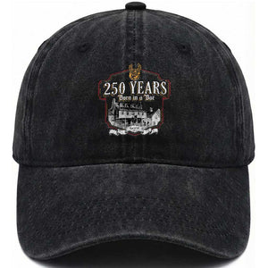 250 Years Born In A Bar Washed Cotton Baseball Cap 250th Birthday Military TS11 Washed Cap Universal Fit Black Print Your Wear