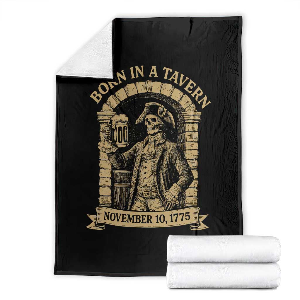 Funny Born In A Tavern Throw Blanket 250th Birthday Military TS11 Black Print Your Wear