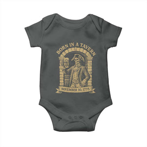 Funny Born In A Tavern Baby Onesie 250th Birthday Military TS11 Dark Heather Print Your Wear
