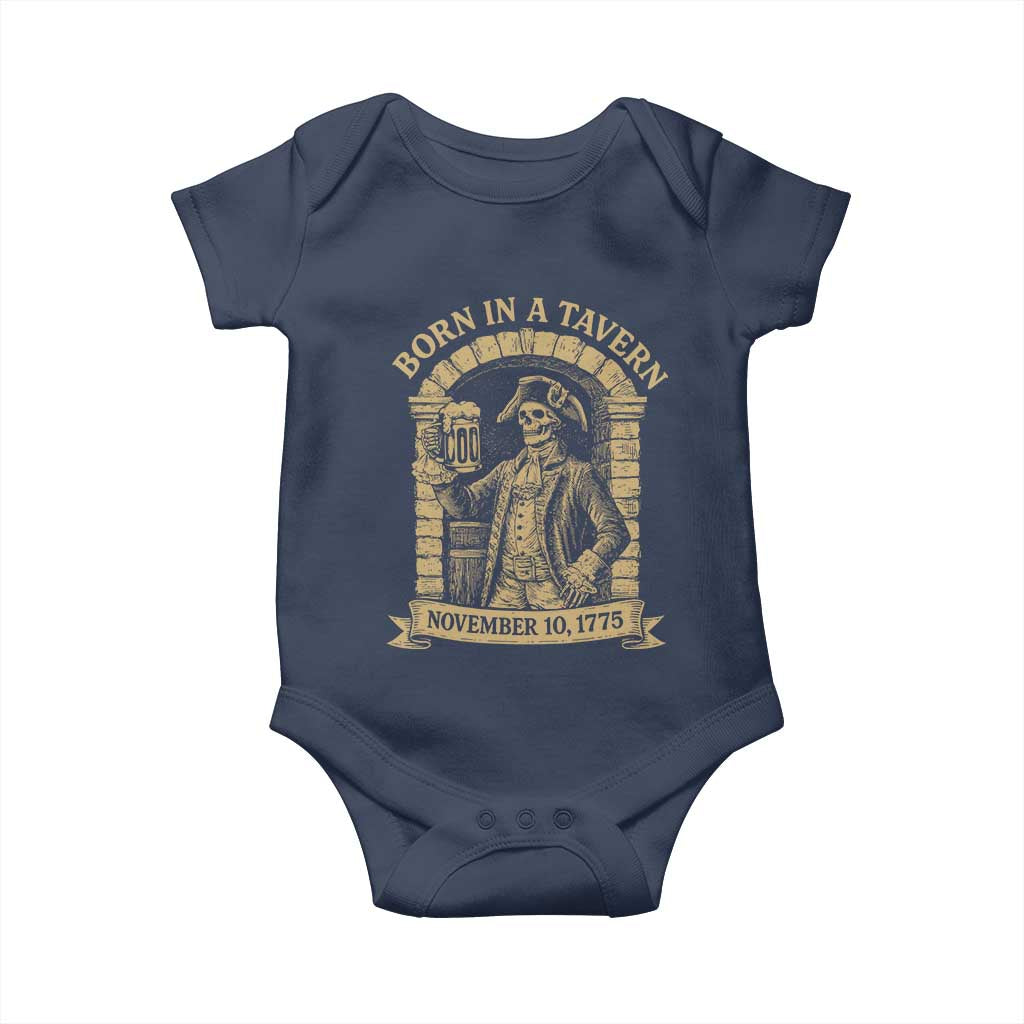 Funny Born In A Tavern Baby Onesie 250th Birthday Military TS11 Navy Print Your Wear
