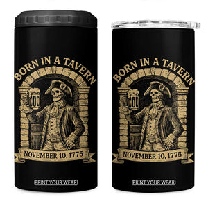 Funny Born In A Tavern 4 in 1 Can Cooler Tumbler 250th Birthday Military TS11 One Size: 16 oz Black Print Your Wear