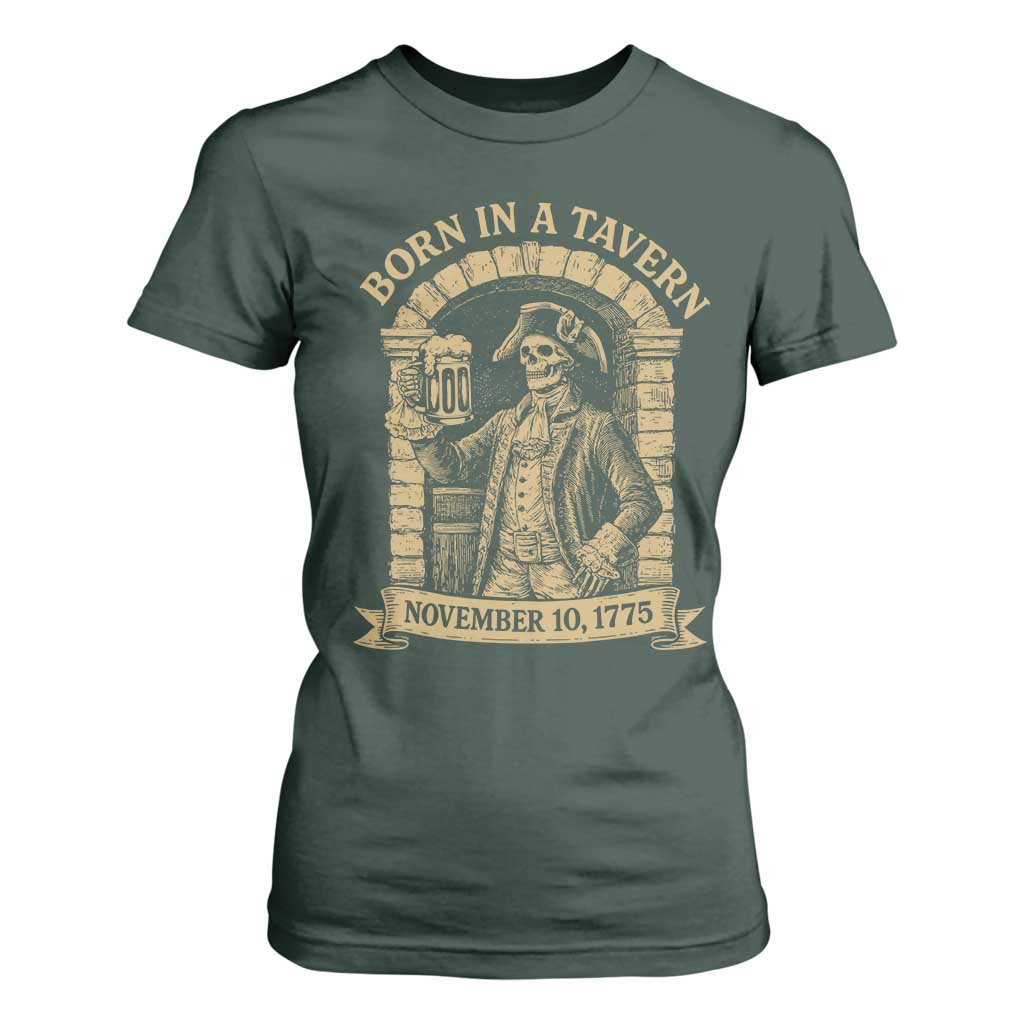 Funny Born In A Tavern T Shirt For Women 250th Birthday Military TS11 Dark Forest Green Print Your Wear