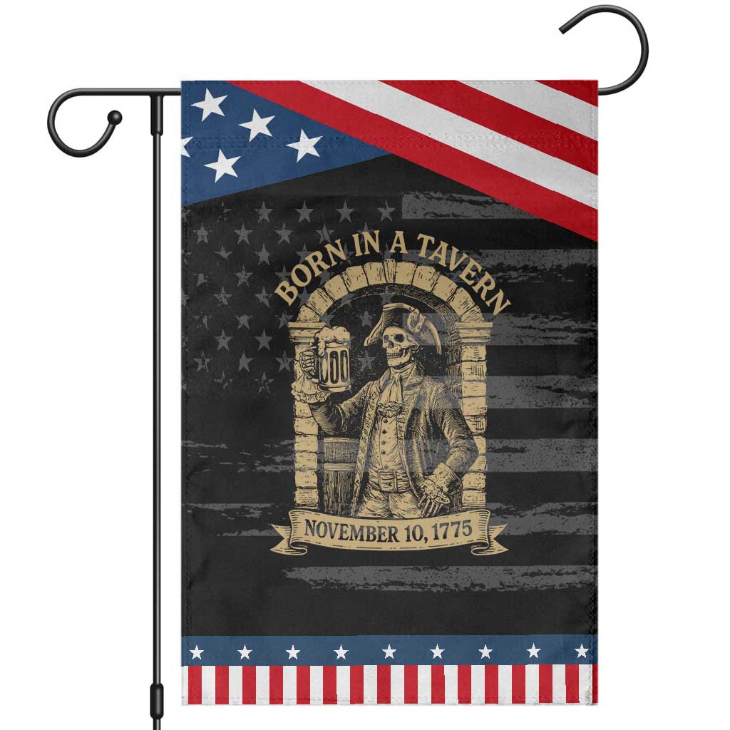 Funny Born In A Tavern Garden Flag 250th Birthday Military TS11 Distressed Black Blue Print Your Wear