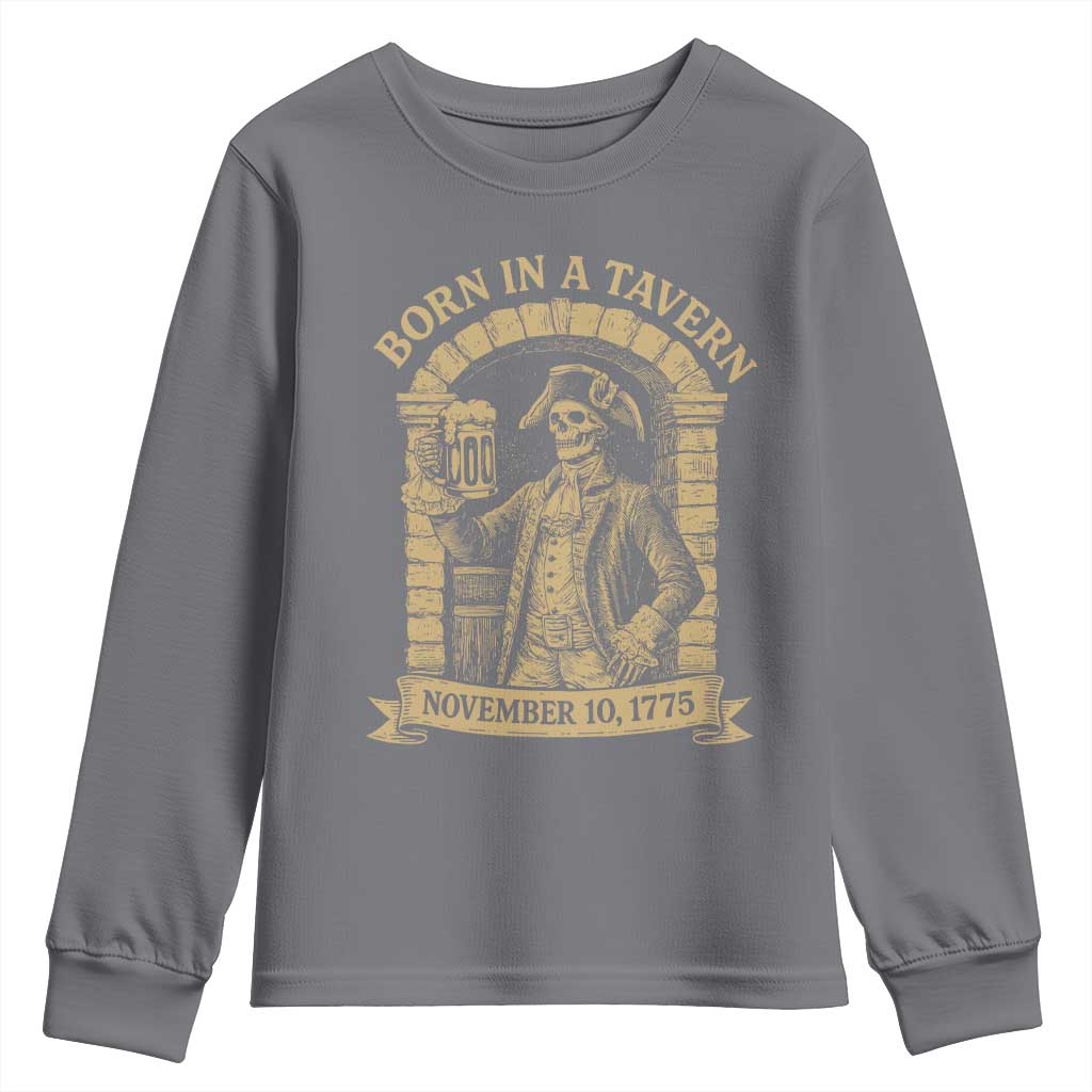 Funny Born In A Tavern Youth Sweatshirt 250th Birthday Military TS11 Charcoal Print Your Wear